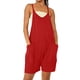 thumbnail image 1 of Gibobby Mono Bombachos Mono sin mangas para mujer, mono informal liso de verano, pantalones con peto de pierna ancha, mono con botones, mono corto con bolsillos(Rojo， M), 1 of 4