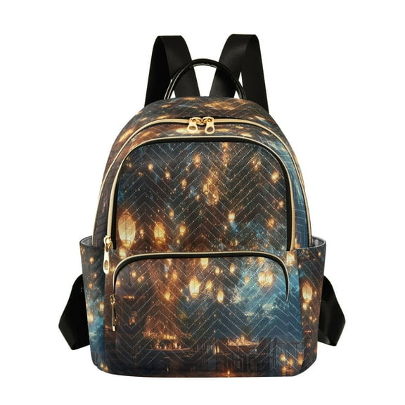 Casual Tree with Hanging Lanterns Evening Backpack for School,College and Travel, Water Resistant Bookbag,
