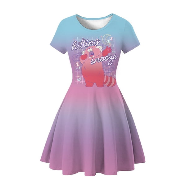 Disney Girl Princess Turning Red Dress Kids Cosplay Charm Niños Carnaval Fiesta de cumpleaños Ropa Summer Dress Girls7-8 --150 Gao Jinjia LED