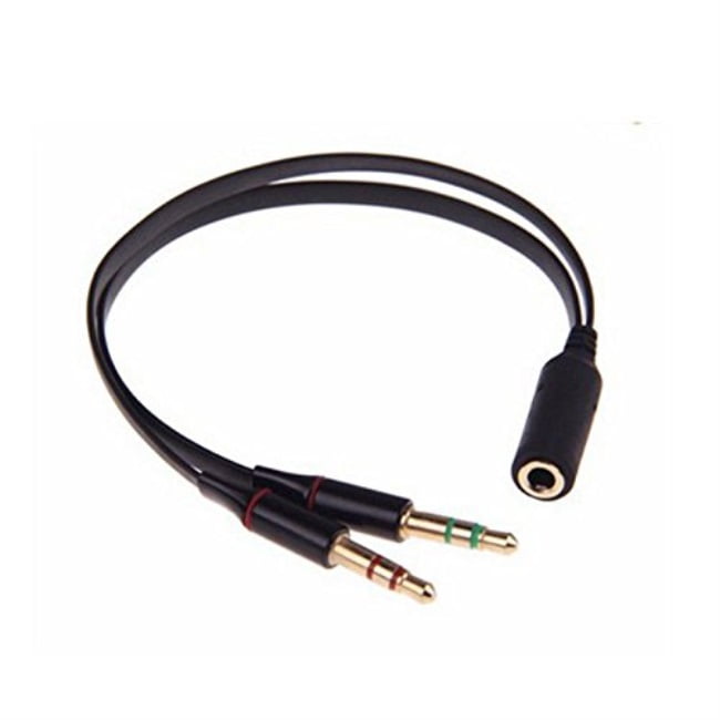 3.5mm Headphone Mic Audio Cable Female to Dual Male Converter Adapter For PC GMO 