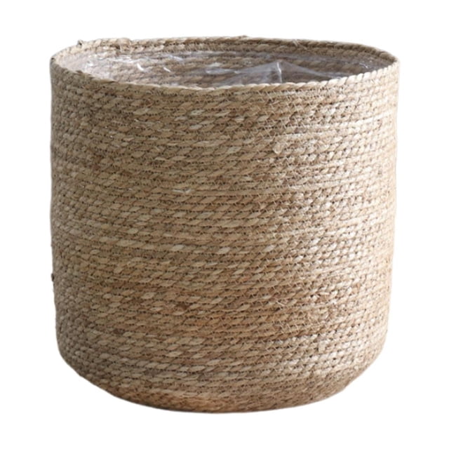 Cesta tejida para macetas, organizador de macetas con forro impermeable, cesta de almacenamiento 38cm x 38cm
