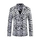 thumbnail image 5 of Blazer Leopardo INSPIRE CHIC para hombres, chaqueta deportiva de solapa de pico, doble botonadura, traje de animal, talla XL, negro y blanco, 5 of 6