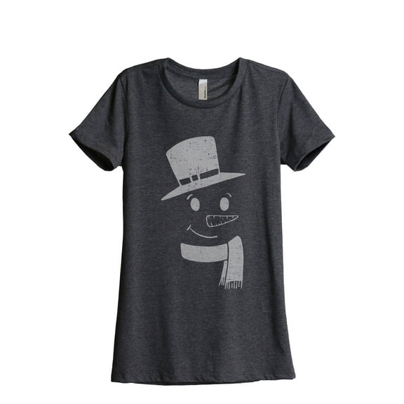Mister Snowman Women's Fashion Relaxed T-Shirt Tee Charcoal Grey Small