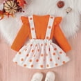 thumbnail image 5 of Weebloom Halloween Toddler Outfits For Girls Hallowmas Long Sleeve Romper Bodysuits Cartoon Pumpkin Embroider Suspenders Skirts Dailywear Outfit 0-3 Months Orange, 5 of 9
