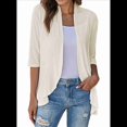 thumbnail image 3 of Cárdigan Abierto para Mujer, 3/4, Drapeado, Punto Suave, Color Albaricoque, Talla S, 3 of 7