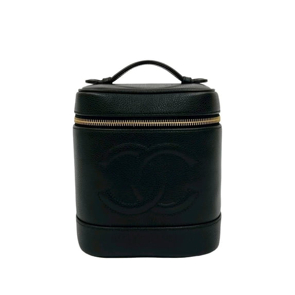 Pre-Owned CHANEL Coco Mark Caviar Skin Vanity Bag Mini Handbag Black 28298 (Good)