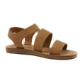 thumbnail image 2 of Soda Shoes Women Flat Sandals Buckle Ankle Double Band Straps Coming-S Brown Tan 8.5, 2 of 5