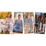 UVN Two Piece Sets for Women Fall Long Sleeve Ruched Tops and Wide Leg Pants Outfits Ladies Fashion Casual Lounge Sets