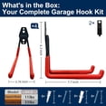 thumbnail image 2 of JJEAN-4 Pack Heavy Duty Wall Hooks for Hanging - Anti-Slip Coating, Solid Steel 7.7 Inch Large Square Garage Hooks for Ladder, Bikes, Tools and More(Orange), 2 of 4