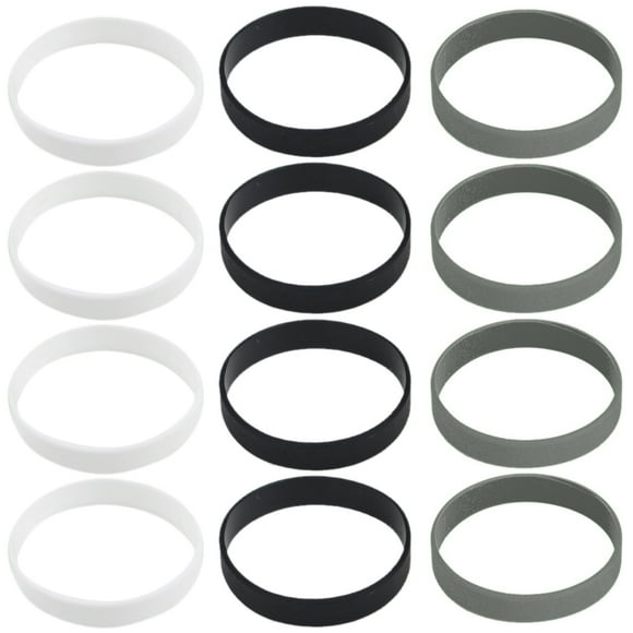 GOGO 60 PCS Rubber Bracelets for Kids, Silicone Rubber Wrist Bands for Events - White Black Grey