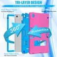 thumbnail image 5 of ELEHOLD Rugged Hybrid Case for Lenovo Tab M10 Plus 3rd Gen (10.6 Inch 2022), Tri-Layers Hard PC Soft Silicone Hidden Kickstand Anti-Scratch Shockproof Heavy Duty Case for Kids Men Women,Rose+Blue, 5 of 9