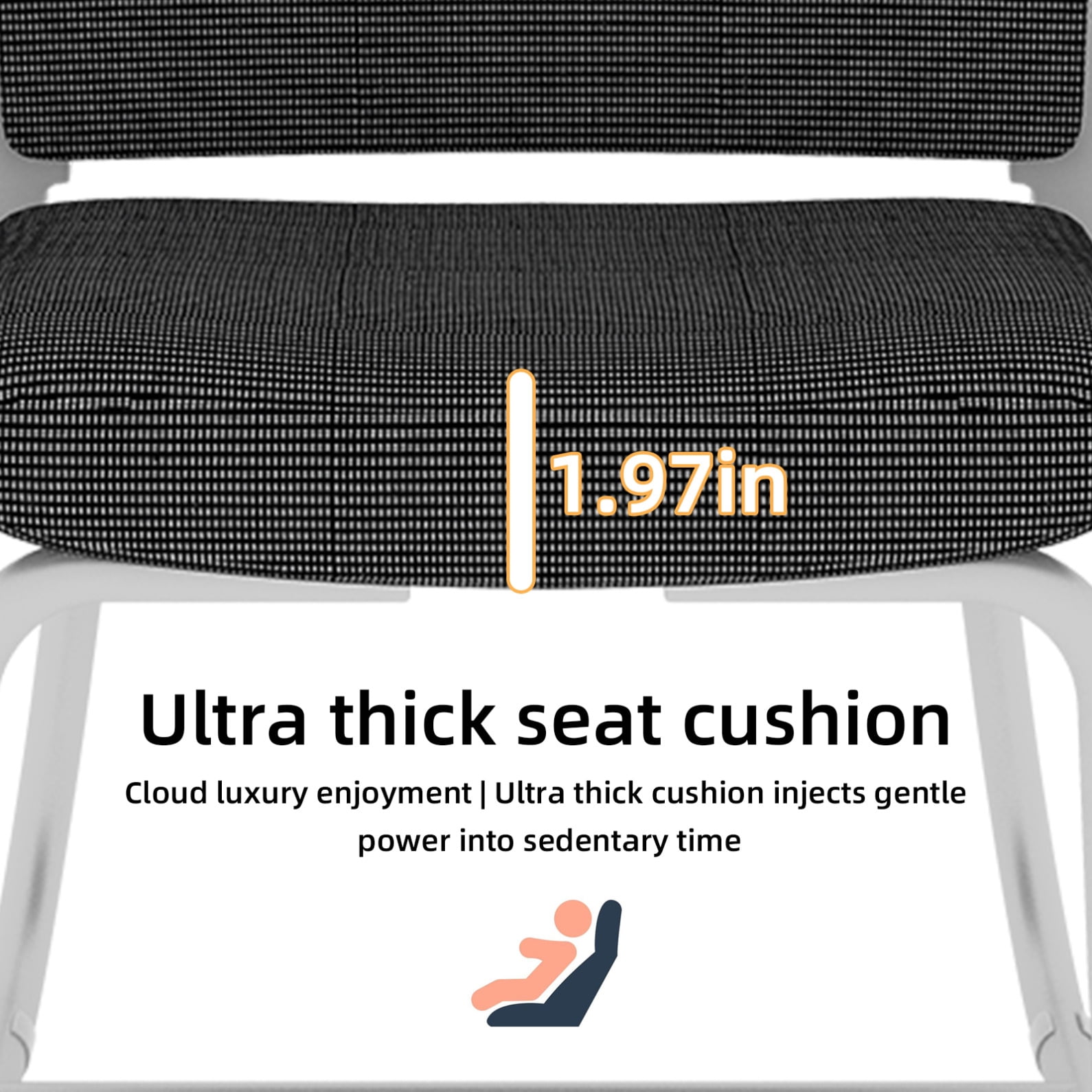 Modern Office Chair No Wheels, Ergonomic Study Chair with Handrail and Steel Legs, Comfy Home Office Desk Chairs with Ultra Thick Cushion, White+Black