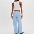 thumbnail image 5 of Wide Leg Linen Pants for Women Tall Spring Linen Palazzo Pants Baggy High Waisted Beach Pant Gauze Lounge Trousers Blue M, 5 of 5
