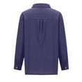 thumbnail image 3 of Mashaouyo Clothing T Shirts For Women Womens Button Down Shirts 2024 Fall Casual Loose Long Sleeve V Neck Blouses Cotton Linen Going Out Tops With Pockets, 3 of 4
