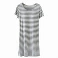 thumbnail image 5 of Sakmal Plus Size Moomoo Nightgowns Women Gray Cotton Short Comfy Nightshirt Short Sleeve Striped Nightgowns for Women, 5 of 5