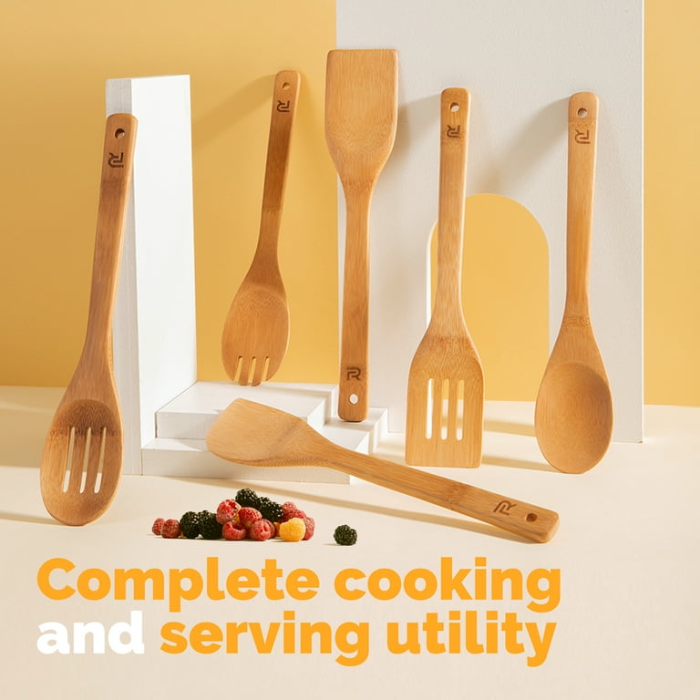 6pc Bamboo Kitchen Cook Tool Set Spatula Spoon Utensil Wood Cookware Essentials 6pc Bamboo Kitchen Cook Tool Set Spatula Spoon Utensil Wood Cookware Essentials