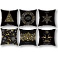 thumbnail image 1 of Juego de 6 fundas de almohada navideñas de 18 x 18 pulgadas, fundas de almohada decorativas de felpa negra y dorada con patrón de alce de corona navideña para el hogar, sofá, decoración navideña Ormromra WMPH-1596, 1 of 8