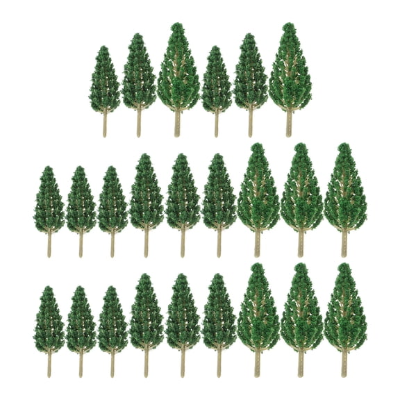 Raindrops 24 Pcs Miniature Green Trees Model Set for Dollhouse, Crafts, Train Layouts, and Scenic Decorations