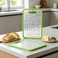 thumbnail image 2 of OKKVV Tempered Glass Cutting Board Non-Slip Floral Printed Kitchen Chopping Board Hanging Design Shatter Resistant Cooking Surface for Home Kitchen Meal Prep Use 12.6in Length green, 2 of 8
