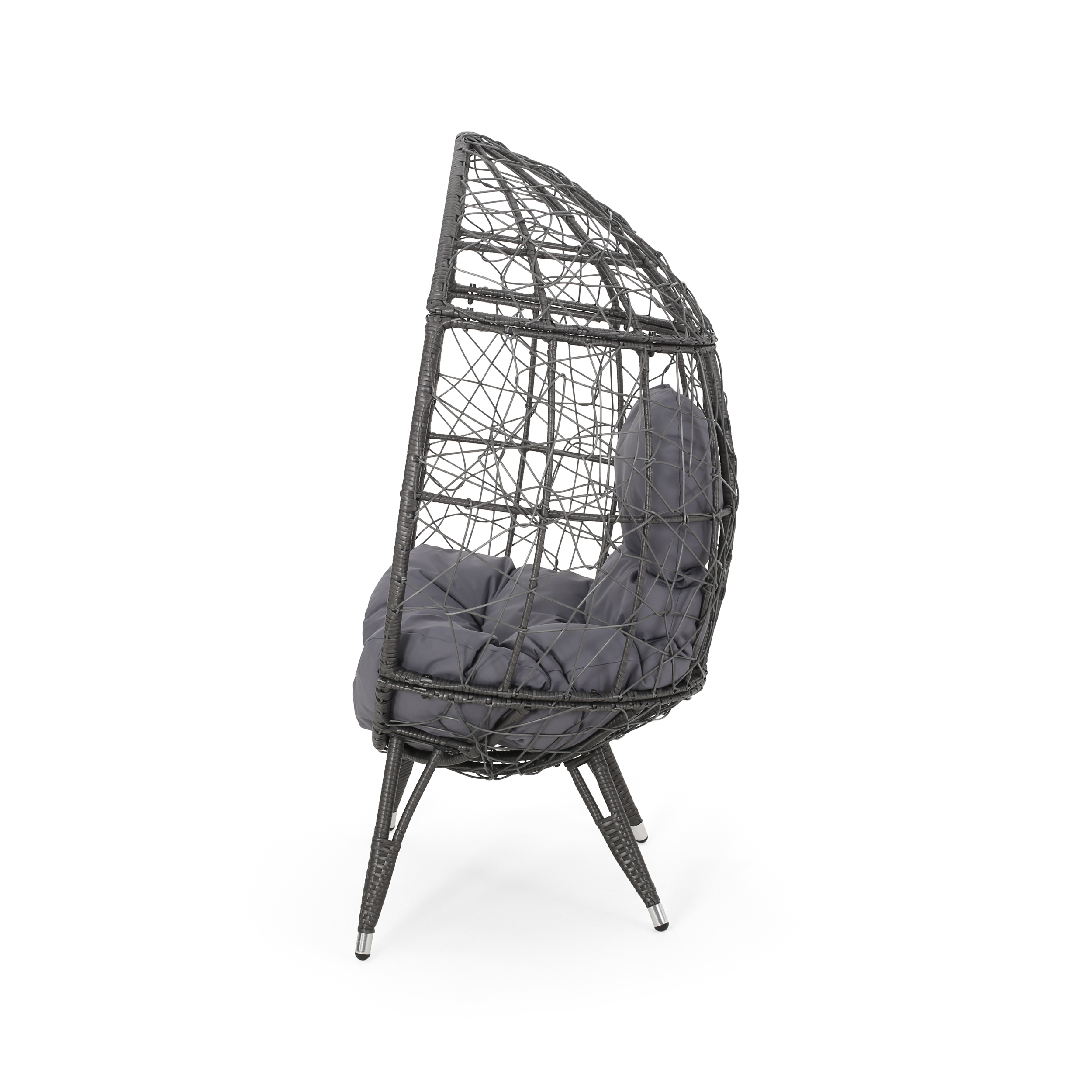 Keondre Indoor Wicker Teardrop Chair with Cushion, Gray and Dark Gray - image 2 of 11