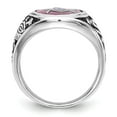 thumbnail image 2 of Solid 14k White Gold Men's Synthetic Ruby Masonic Ring Band Size 9, 2 of 6
