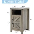 thumbnail image 2 of Grey Farmhouse Nightstand Set of 2, Rustic End Table with Barn Door and Shelf, Bedside Table with Charging Station for Living Room, Bedroom, 2 of 18