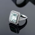 thumbnail image 4 of Gem Stone King 5.00 Cttw Simulated Aquamarine Ring for Women | 925 Sterling Silver | Emerald Cut 11X9MM | Wedding Engagement Anniversary Promise Ring for Women| Size 5, 4 of 5