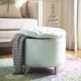 thumbnail image 2 of Safavieh Amelia Round Upholstered Storage Ottoman, Beige, 2 of 9