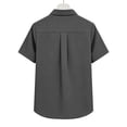 thumbnail image 3 of Craaazy Women Casual Collared Blouse, Solid Color Short Sleeve Button Down Shirt, Loose Fit Comfy V Neck Top for Daily Wear Gifts, 3 of 5