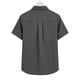 thumbnail image 3 of Craaazy Women Casual Collared Blouse, Solid Color Short Sleeve Button Down Shirt, Loose Fit Comfy V Neck Top for Daily Wear Gifts, 3 of 5