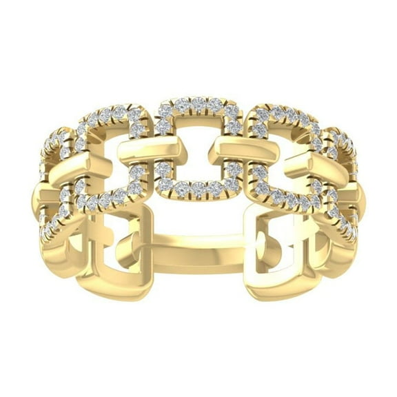 ARAIYA FINE JEWELRY 10K Yellow Gold Round Lab Grown Diamond Band Ring (1/4 cttw, VS Clarity, D-F Color) Size 7