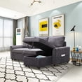 thumbnail image 3 of Linen - Upholstered 4 - Seat - Convertible Sofa with Trundle Bed - Living Area - Comfortable Double Bed for Guests, 3 of 5