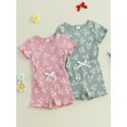 thumbnail image 3 of Suealasg Toddler Baby Girl Summer Outfits Bow Pattern Ruffled Trim Crew Neck Short Sleeve T-Shirt with Shorts 2 Pcs Set, 3 of 9