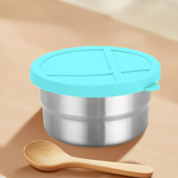 Fiambrera de acero inoxidable con tapa de silicona | Contenedor hermético para almacenar alimentos | Lonchera portátil con compartimentos para niños y adultos | Opciones multicolor
