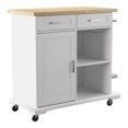 thumbnail image 1 of SEI Furniture Warkin Engineered Wood Rolling Kitchen Island in White/Natural, 1 of 3