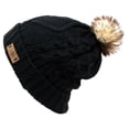 thumbnail image 3 of Women's Winter Fleece Lined Cable Knit Pompom Beanie Hat, 3 of 57