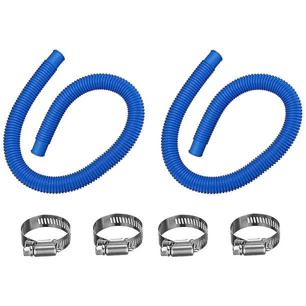 Tubos de mangueras de piscina con abrazaderas de manguera para bombas de piscina sobre el suelo (2 piezas azul)
