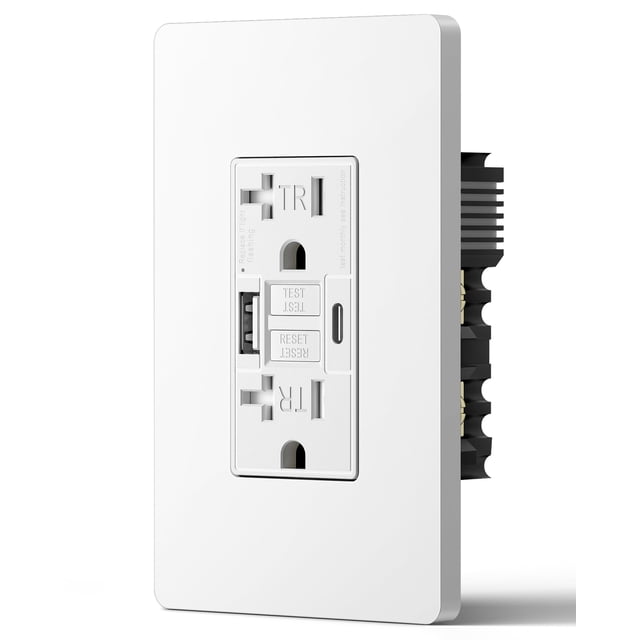 DEWENWILS 20A GFCI Outlet with USB-C & USB-A Ports, 30S Self-Test GFCI Electrical Outlet with Indicator Light, Tamper-Resistant Receptacle,