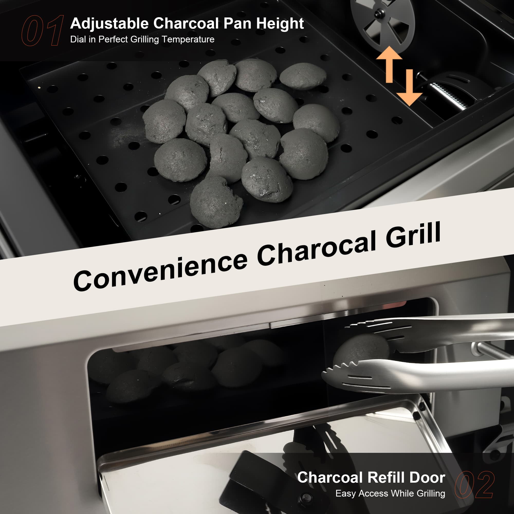 Brand Man Propane Gas & Charcoal Grill Combo with Griddle Dual Fuel BBQ Grill for Outdoor Barbecue, Sliver & Black