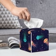 thumbnail image 6 of Naloa Sea Jellyfish Tissue Box CoverLeather Tissue Holder Square Facial Tissue Case Facial Paper Organizer Dispenser for Bathroom, Vanity Countertop, Tabletop, Car, 6 of 8