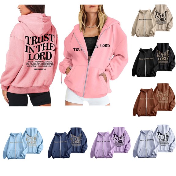 larppty Puff Print Lettering Oversized Full Zip Hoodie with Pocket - Y2K Preppy Pullover for Women Teens Girls（Black，L）
