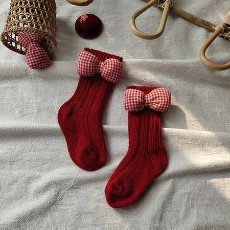 

DancePeanut Cute Baby Middle Tube Socks Children s Solid Color Bowknot Strawberry Cherry Hat Shape Sock Autumn Winter Christmas Theme