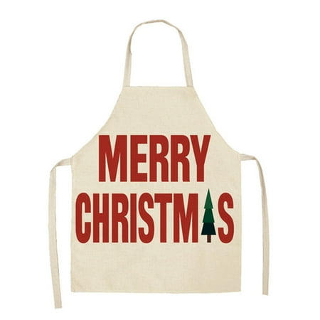 

COOLHOOD For Creative Christmas Printed Women Kitchen Aprons Waterproof Cooking Oil-Proof Linen Apron Kids Apron