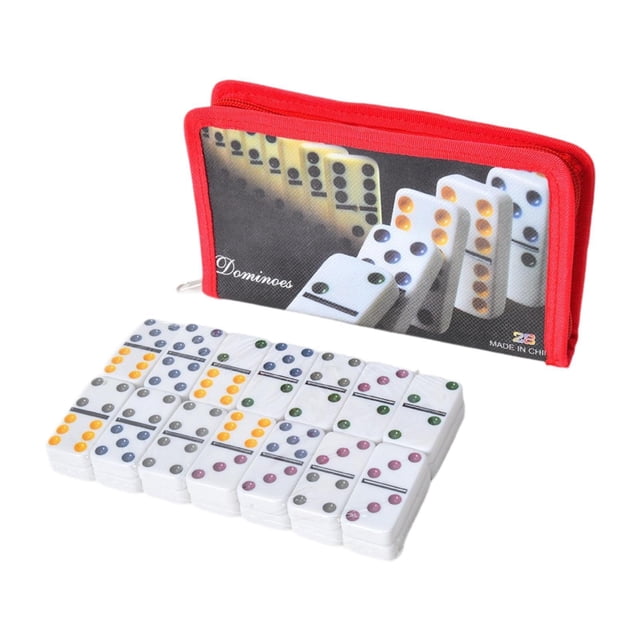 Dominó Juego Profesional Doble Seis de 28 Fichas Tablero Portátil con Bolsa Material Pp Sólido Fichas Numéricas Educativas Adecuado para Noches de Juegos Reuniones Familiares Fiestas de Rojo