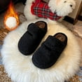 thumbnail image 5 of Viluyesy Platform Slippers for Womens, Fleece Lining Memory Foam Cozy Warm Winetr Fuzzy Shoes with Hook Loop Black, 5 of 7