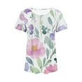 thumbnail image 5 of Jjayotai No Boundaries Womens Tops, Petal Short Sleeve Summer Casual Crew Neck Shirts, Floral Printed Blouse, Pleated Tunics, Boho Top for Women Multicolor^17 M, 5 of 6