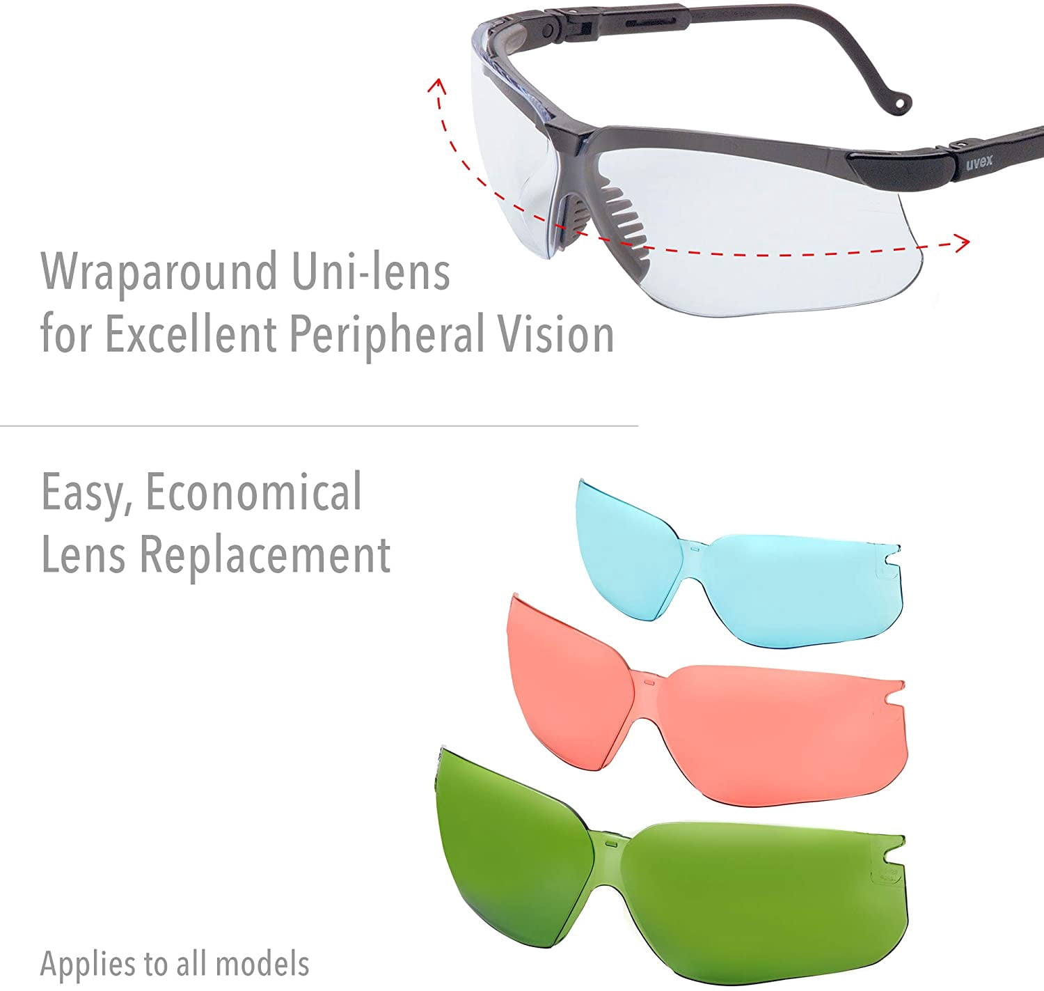 Genesis XC, Safety Glasses, Anti-Fog, Hydrophilic, Hydrophobic, Anti-Scratch, SCT-Blue Lens