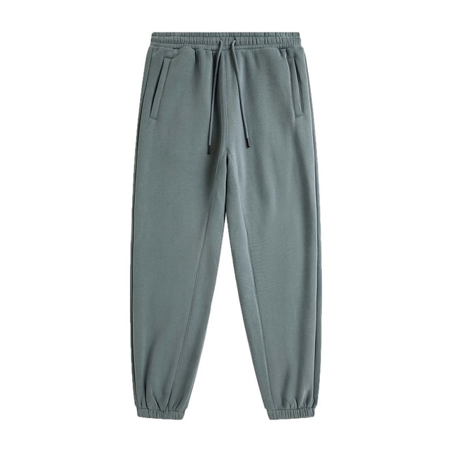 Puntoco Pantalones casuales de color sólido con cordón en el tobillo para hombre, pantalones largos