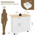 SUNLEI Kitchen Island on Wheels with Storage & Foldable Drop
