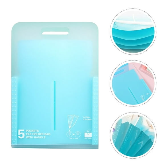 Niceauty Multi-pocket File Bag Document Organizer Folder PP Blue Expandable for Home Use 1 Set